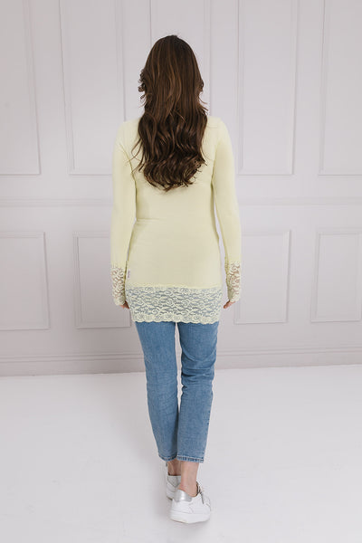 Lauren Long Sleeved Lace Trim Top