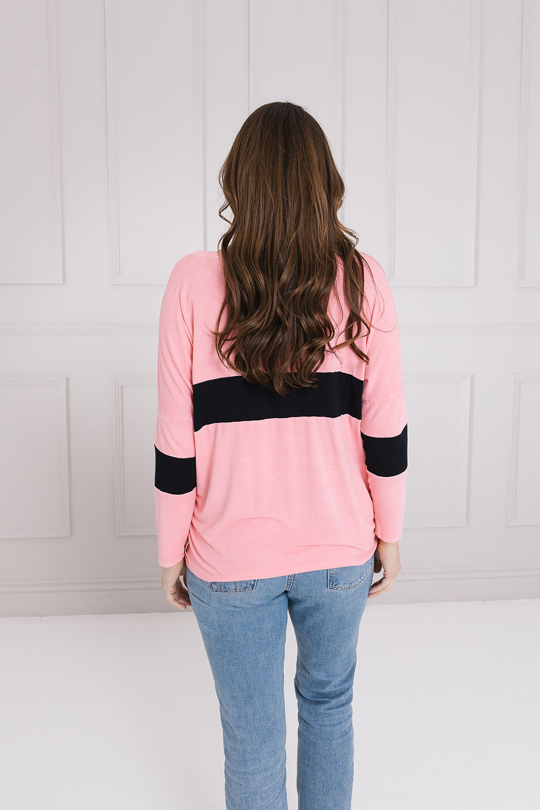 Block Stripe Karma Curved Hem Top