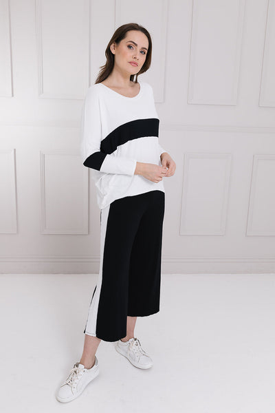 Block Stripe Karma Curved Hem Top