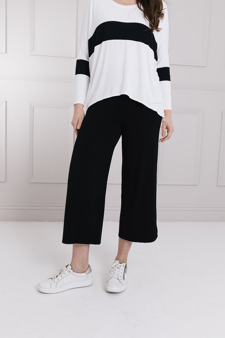 Block Stripe Karma Curved Hem Top