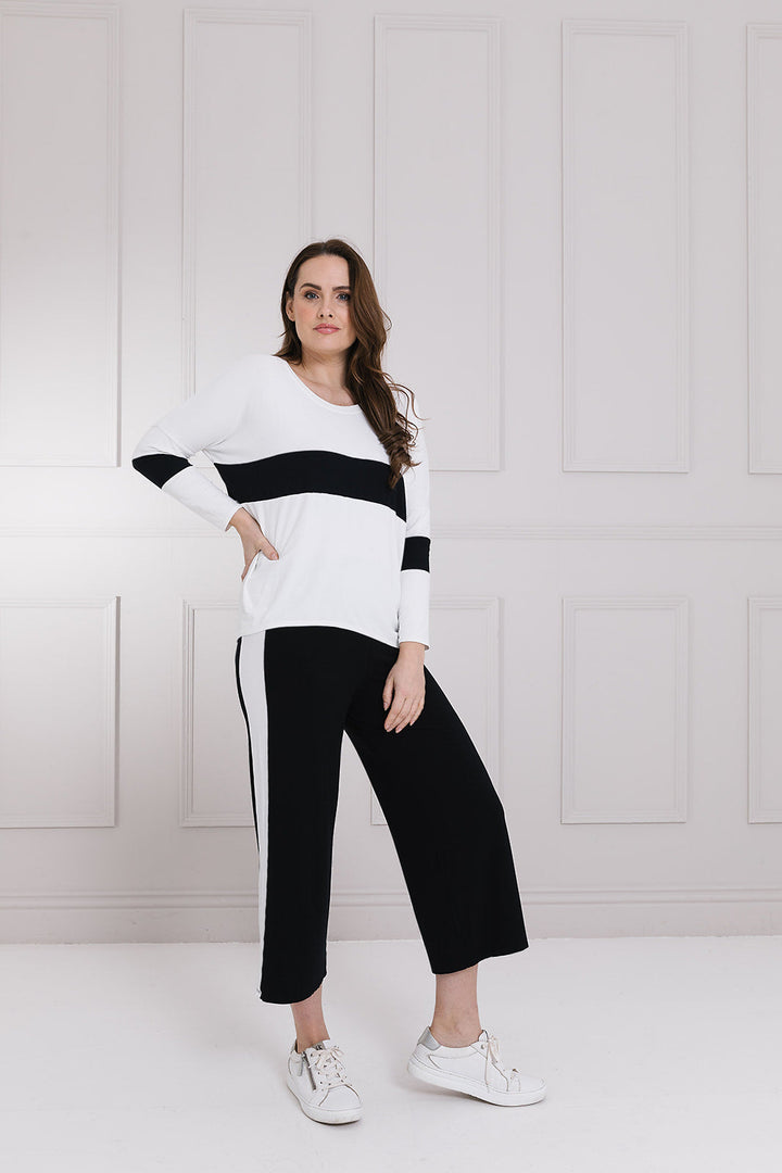 Block Stripe Karma Curved Hem Top