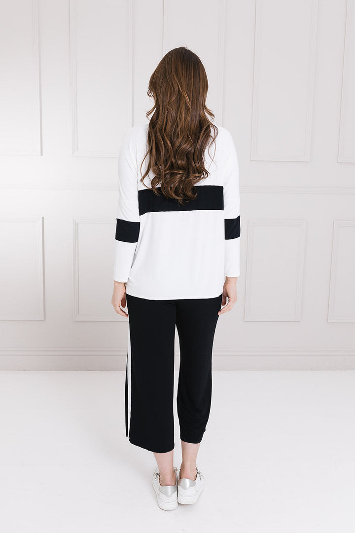 Block Stripe Karma Curved Hem Top