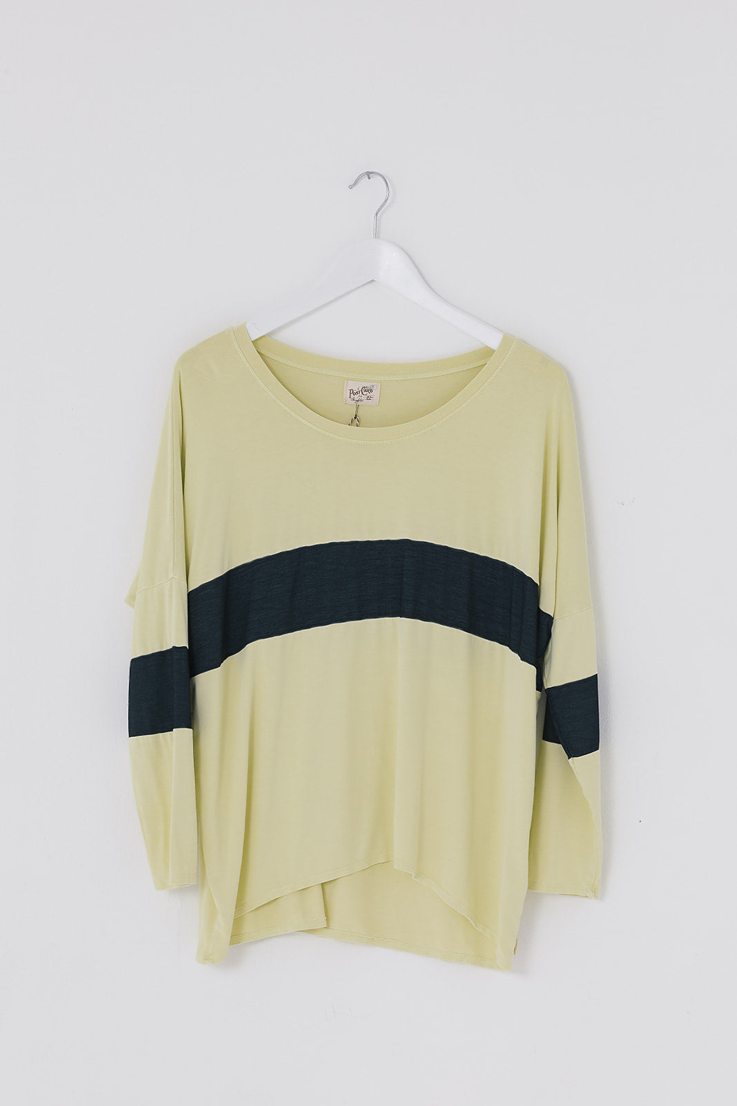 Block Stripe Karma Curved Hem Top