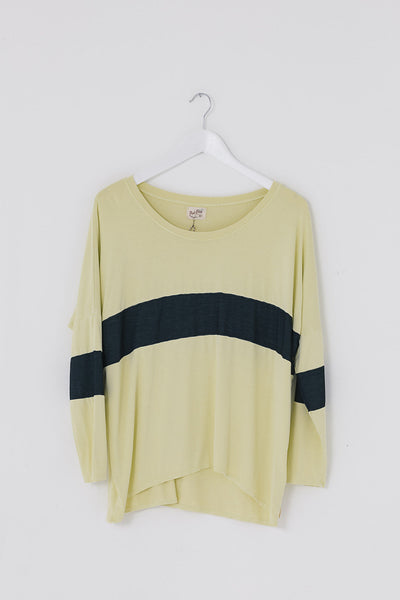 Block Stripe Karma Curved Hem Top