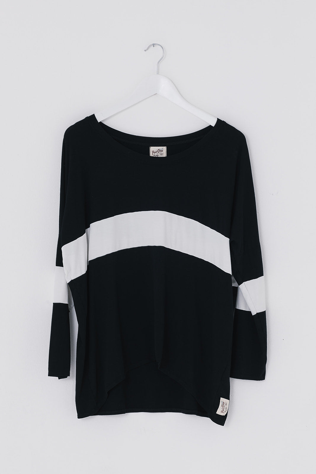 Block Stripe Karma Curved Hem Top
