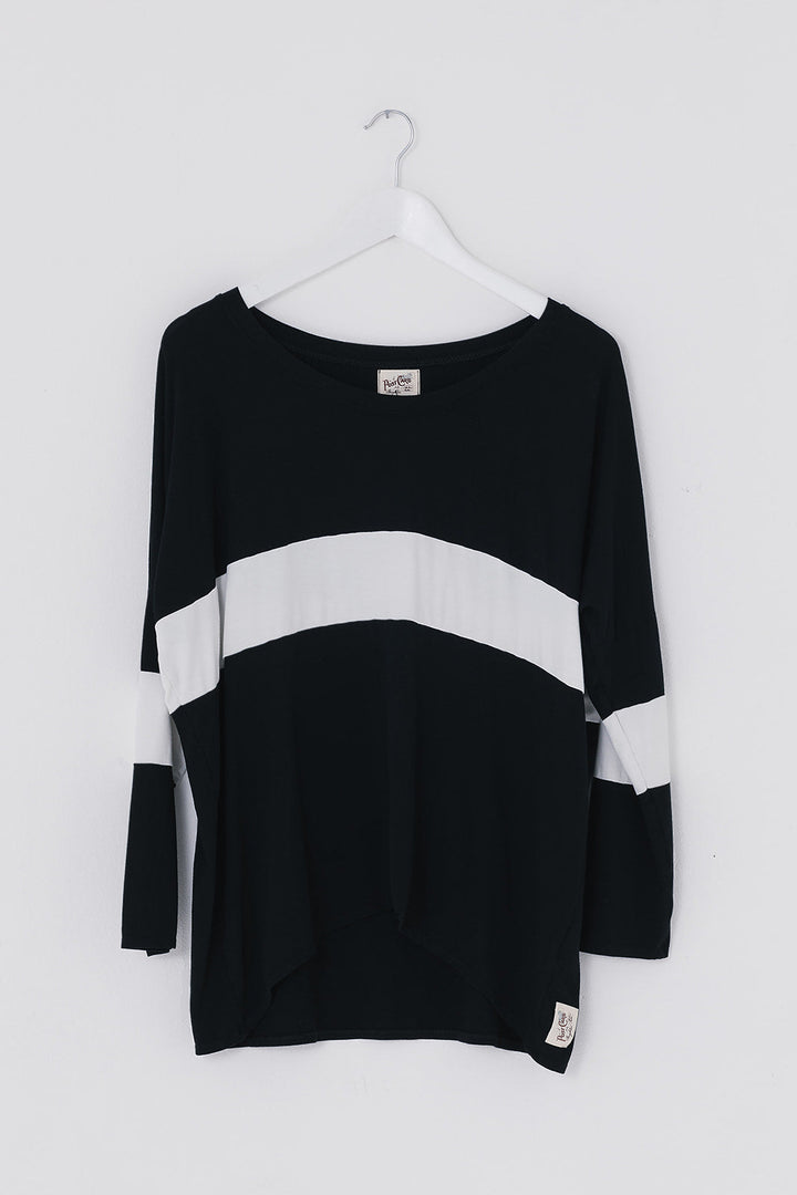 Block Stripe Karma Curved Hem Top