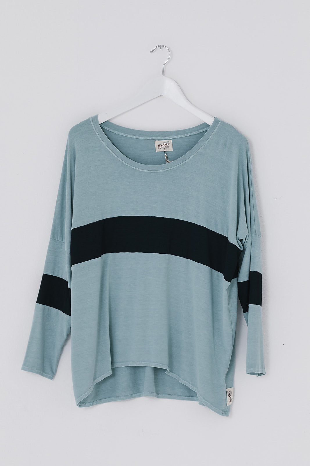 Block Stripe Karma Curved Hem Top
