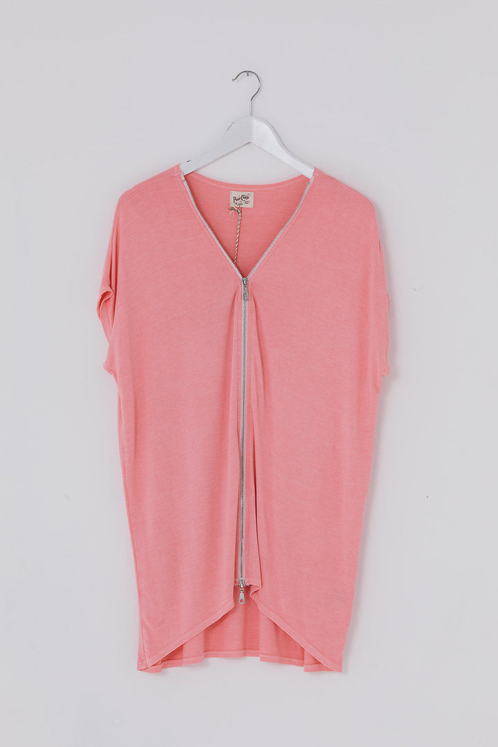 Summer  Short Sleeved Flick Zip Top