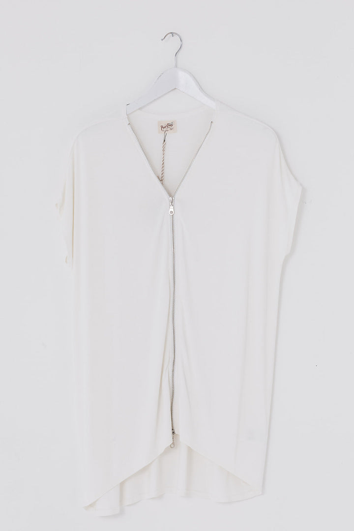 Summer  Short Sleeved Flick Zip Top