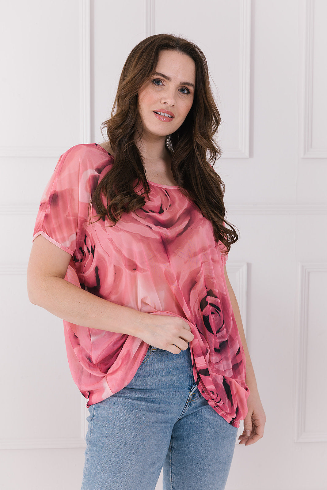 Blooming Rose Chiffon sleeveless Pammy Pocket Top