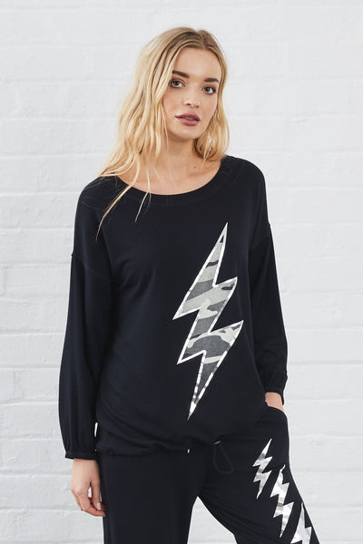Vesper Camo Lightning Bolt Printed Sweat