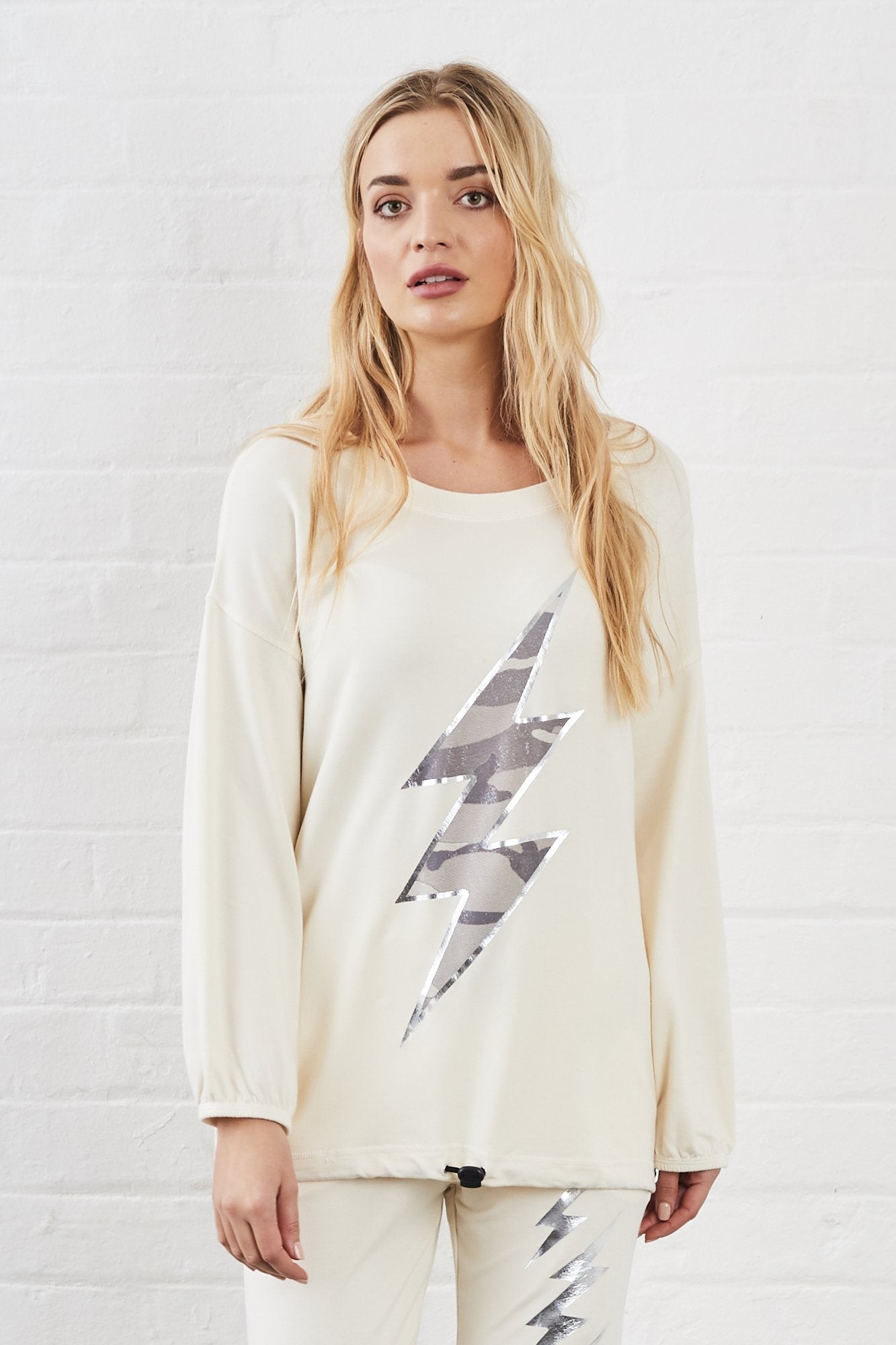 Vesper Camo Lightning Bolt Printed Sweat