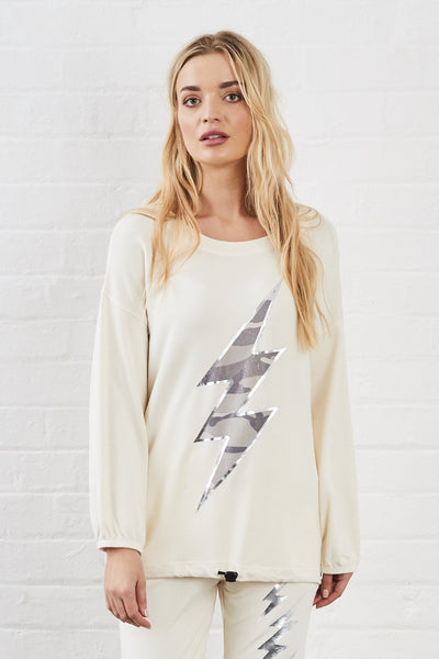 Vesper Camo Lightning Bolt Printed Sweat