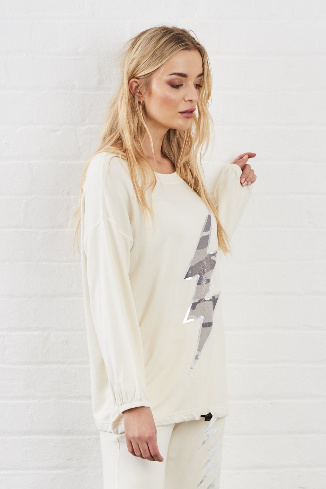 Vesper Camo Lightning Bolt Printed Sweat
