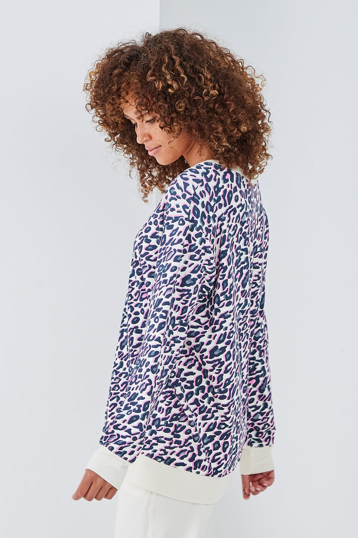 Sundae Tee Leona Animal Deep V Print Top