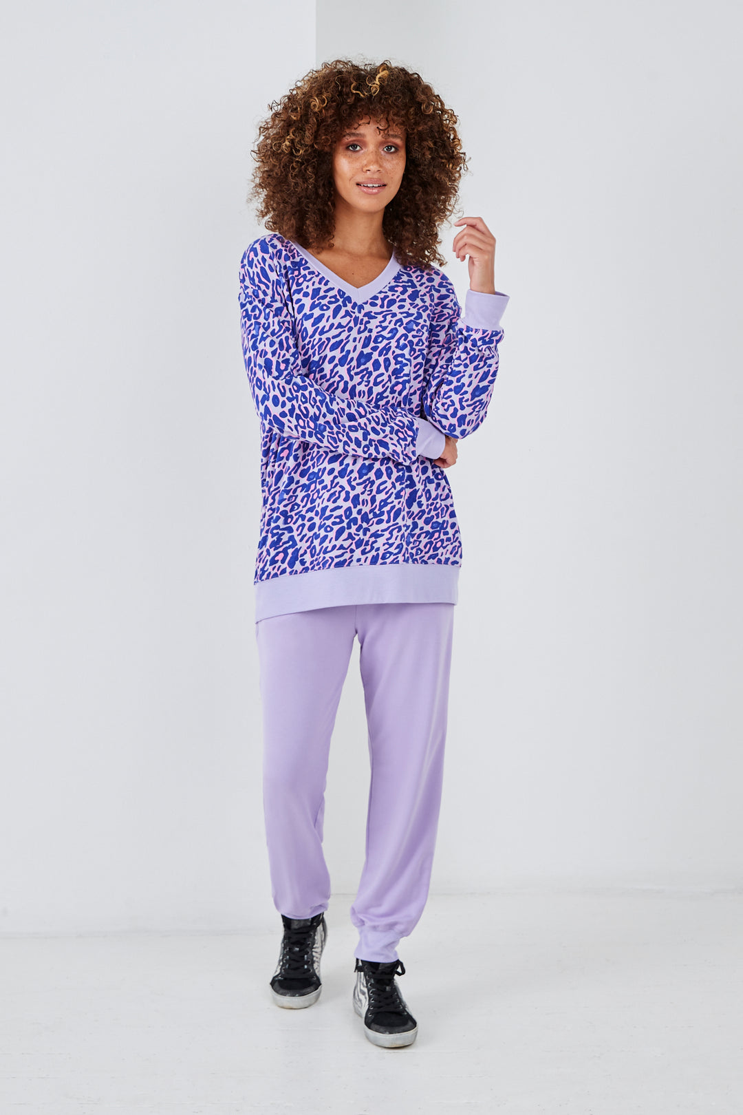 Sundae Tee Leona Animal Deep V Print Top