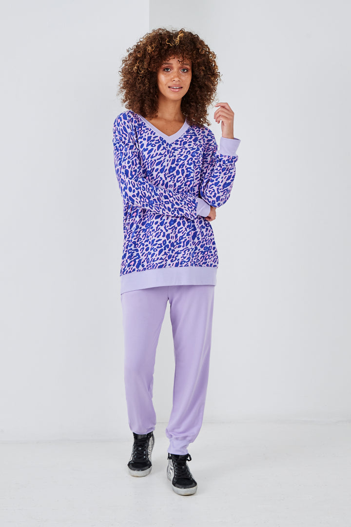 Sundae Tee Leona Animal Deep V Print Top