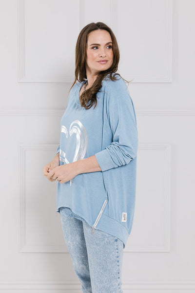 Painted Heart Print Zip Sweat
