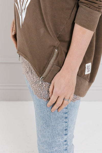 Penny Painted Heart Print Zip Sweat