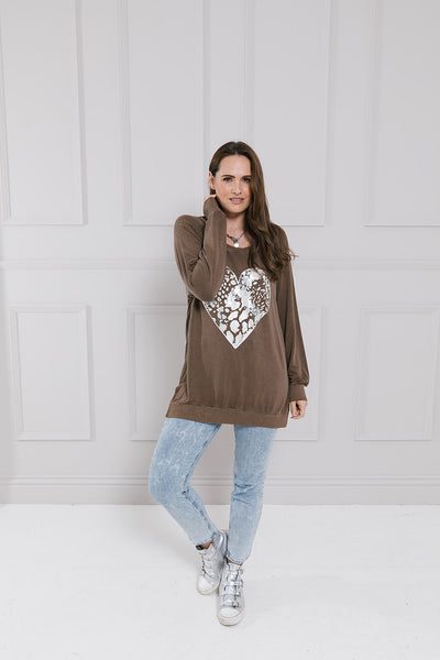 Raffy Random Animal Heart Print Sweat