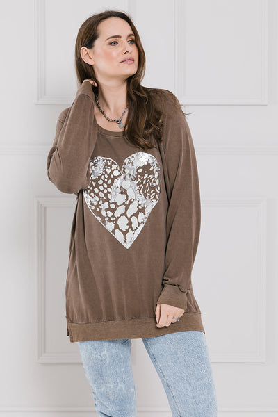 Raffy Random Animal Heart Print Sweat