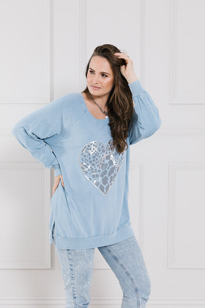 Raffy Random Animal Heart Print Sweat